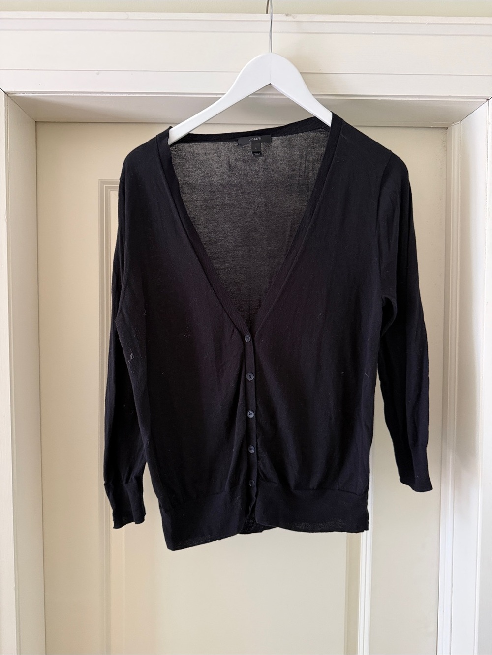 J. Crew Black V-Neck Button Cardigan